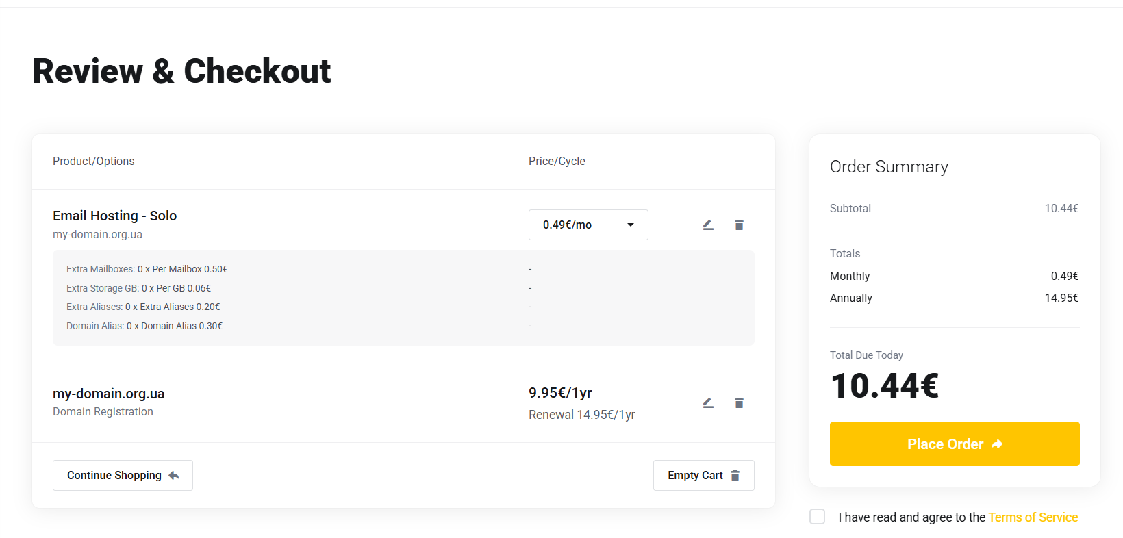 Sprawdzenie i finalizacja zakupu domeny oraz usługi hosting poczty e-mail