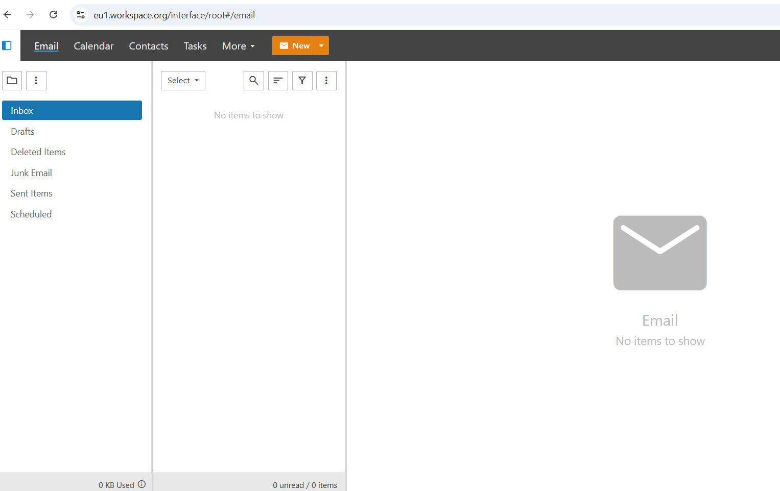 Interfejs webmail po pomyślnym logowaniu