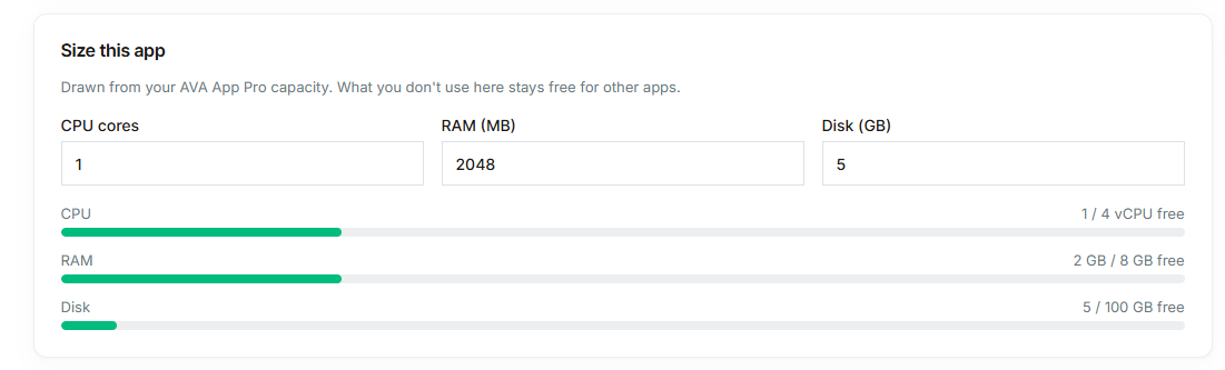 Contrôles d'allocation du CPU, de la RAM et du disque